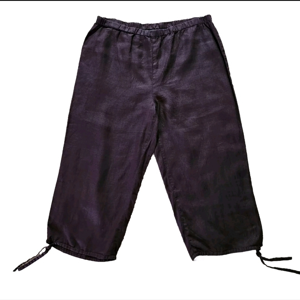 Eileen Fisher 100% Irish Linen capris Size S Color Nutmeg Brown